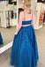 Sparkle Tulle Appliques Two Piece Royal Blue Prom Formal Dresses