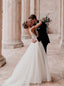 Boho V-Neck Lace Top Wedding Dress Backless Tulle Bridal Gown