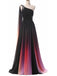 Gradient Long Prom Dresses One Shoulder Ombre Chiffon Evening Dress