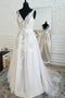Tulle Plus Size Wedding Dresses, A Line V-neck Lace Appliques Bridal Gown