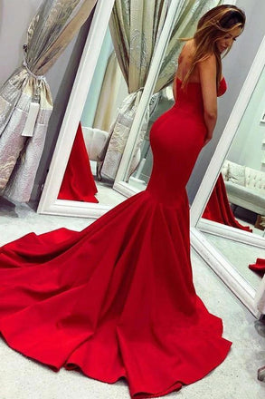 red mermaid prom dress sweetheart sexy long evening dress dtp1044