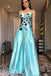 spaghetti straps formal dress a-line v-neck long prom dresses dtp844