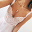 Baby Pink V-neck Chiffon Long Prom Dress Evening Dress With Lace