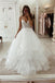 lace appliques ivory beaded straps v-neck wedding dress with tiered dtw18