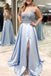a-line v neck lace satin prom dresses light blue formal dresses dtp10