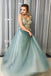 a-line tulle long prom dress beading bodice with spaghetti straps dtp31