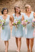 a-line v-neck knee-length mint blue chiffon bridesmaid dresses dtb99