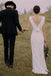 Simple Ivory Sheath Wedding Dress Cowl Back Sleeveless Bridal Gown