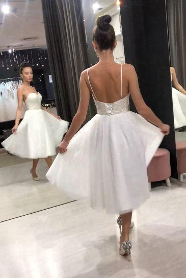 Ivory Sequin Bodice Homecoming Dress Short Tulle Formal Party Dress