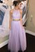 halter backless lilac two piece prom dress with beading dtp558