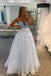 light blue sparkly tulle backless long prom dress dtp25