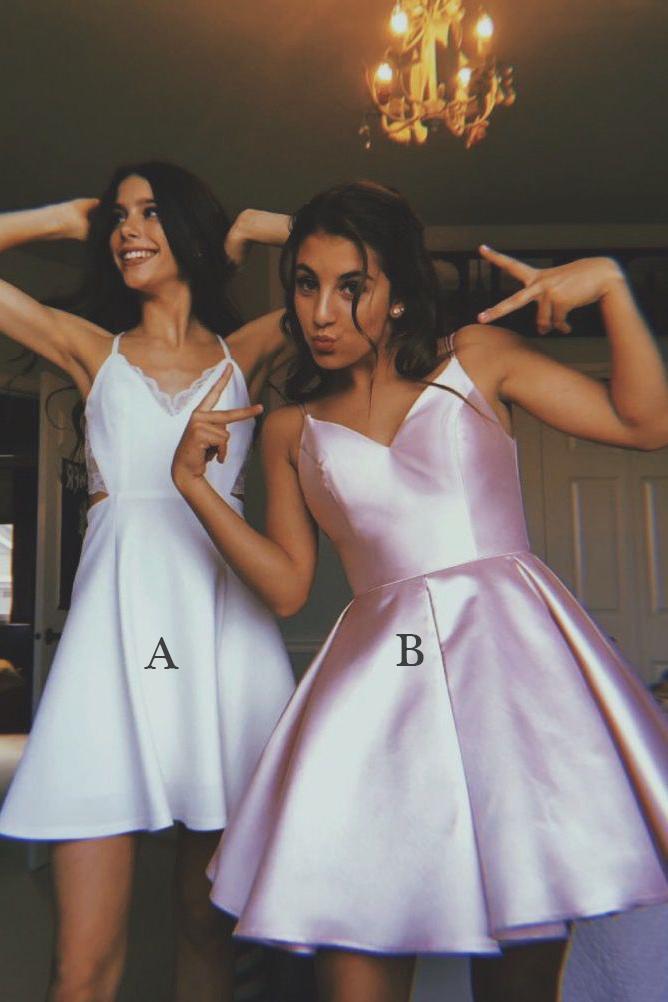 Cute Homecoming Dresses Simple V-neck Short Prom Dresses DTH381 DressTok.co.uk Cute Homecoming Dresses Simple V-neck Short Prom Dresses DTH381 DressTok.co.uk