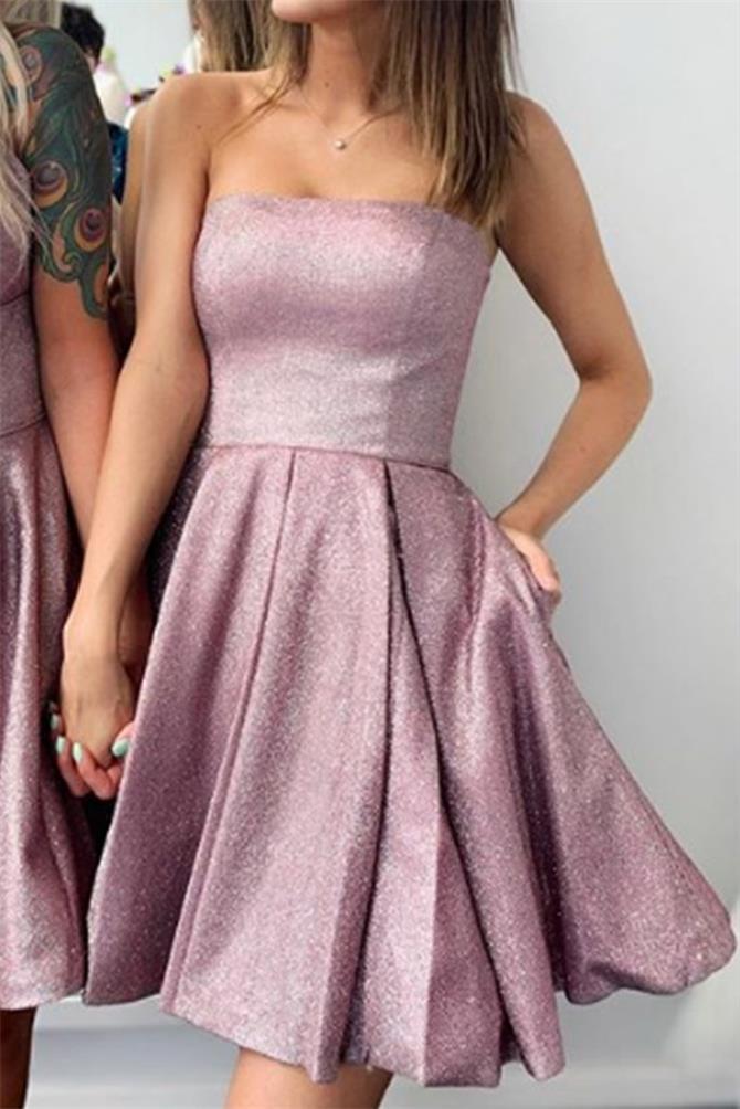 Strapless Sparkle Short Prom Homecoming Dress Party Dress