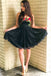 strapless black lace homecoming party dresses with floral embroidery dth344