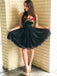 Strapless Black Lace Homecoming Party Dresses With Floral Embroidery
