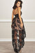 black lace homecoming dress black hi-lo lace prom dress with applique dtp195