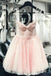 pink pearls homecoming dresses illusion bodice tulle short sweet 16 dresses dth120