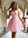 cute pink a-line sweetheart short tulle homecoming party dress dtp227