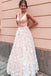 a-line v-neck sleeveless floor length prom dresses with applique dtp40