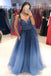 elegant ombre blue tulle long prom dress evening dress dtp1187
