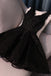 A-line V-neck Little Black Homecoming Dresses With Lace Up
