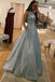 sparkly silver prom dress a-line bateau with pockets long pageant dress dtp41