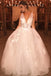 a-line v-neck boho sleeveless wedding dresses applique tulle bridal gown dtw390