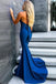 Sexy Mermaid Backless Royal Blue Long Evening Prom Dresses