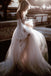 romantic appliques off-shoulder tulle wedding dress with long puff sleeves dtw55