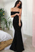 mermaid off-shoulder black prom dress strapless evening dresses dtp746