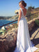 White A-line V-neck Chiffon Beach Wedding Dresses With Appliques