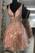sparkly v-neck backless sequin beaded short prom homecoming dresses dth300