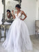a-line v-neck boho wedding dresses white tulle beach bridal gown dtp408