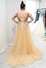 a-line v-neck sequins beaded gold plus size long prom dresses dtp952