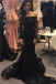 lace long sleeves black prom dress mermaid with applique dtp23