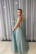 A-Line Tulle Long Prom Dress Beading Bodice With Spaghetti Straps