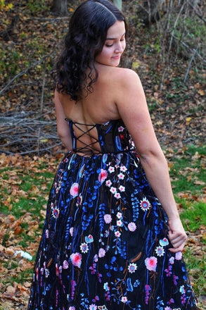 long formal dress a-line sweetheart embroidery appliques prom dress dtp1031