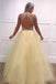 a-line tulle beading v neck long prom dresses keyhole evening dress dtp1032