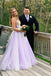 appliques long formal gowns a-line v neck lilac long prom dresses dtp1027