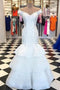 Off Shoulder Lace Appliques Tiered Mermaid Wedding Bridal Dress
