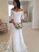 Half Sleeve Lace Wedding Dresses Off Shoulder Mermaid Bridal Gown