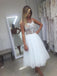 a-line short backless wedding dresses lace applique short bridal gown dtp416