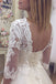 A-Line V Neck Lace Appliques 3/4 Sleeves Tulle Wedding Dresses