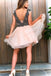 Cute Homecoming Dress A-line V-neck Short Prom Dress With Beading