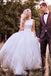elegant round neck v-back tulle ivory wedding dresses with bowknot dtp399