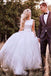 elegant round neck v-back tulle ivory wedding dresses with bowknot dtp399