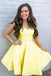 lace short prom graduation dress sweetheart yellow lace homecoming dress dth118