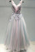 A-line V Neck Lace Appliques Ombre Long Prom Formal Dresses