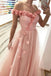a-line 3d appliqu¨¦ off shoulder tulle glitter long prom dresses dtp853