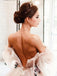 Fairy-tales Strapless Wedding Dresses 3D Flowers Puff Sleeves Bridal Gowns